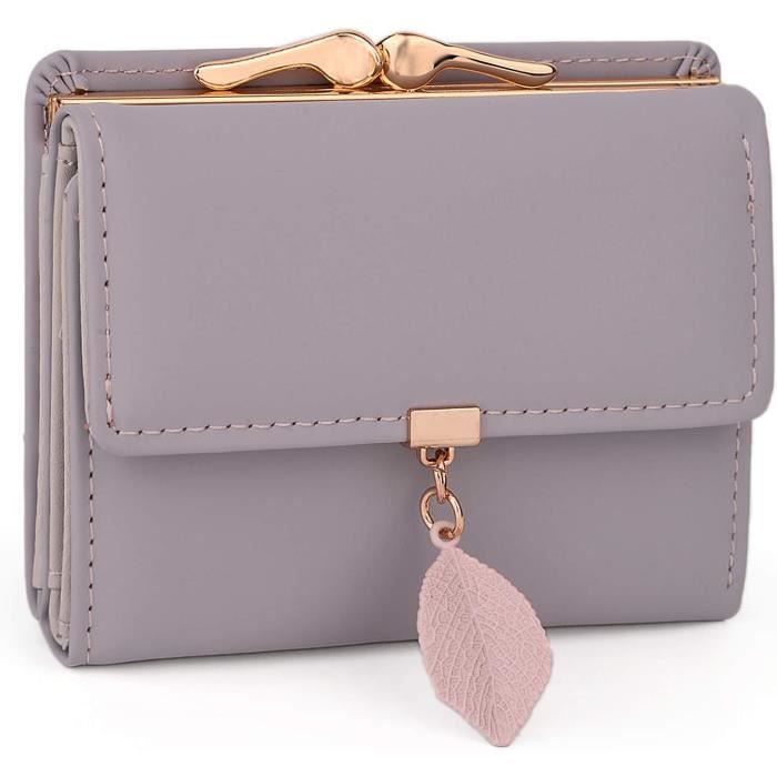 UTO Portefeuille Femme Porte-Monnaie Feuille Exquis Pendentif En PU Cuir 6 Emplacements De Carte, Clic Clac-bleu Foncé, Clic-clac, Exquis