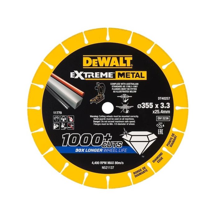 Disque Extreme Métal 355 x 25.4 x 3.3 mm DEWALT DT40257 QZ - vue 2