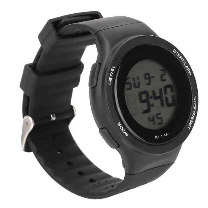 EJ.life montre electronique Montre de sport pour hommes etanche antichoc multifonctionnelle Noctilucence noire avec grand ecran Achat vente montre Homme Plastique Cdiscount