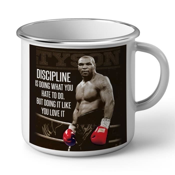 Mug En Metal Emaille Discipline Mike Tyson Boxer Citation Inspirante Anglais Motivation Cdiscount Pret A Porter