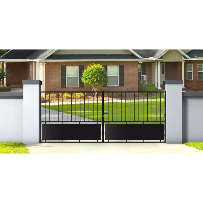 portail double battants en fer noir mat mimosa 3 x 1 20 m cdiscount bricolage