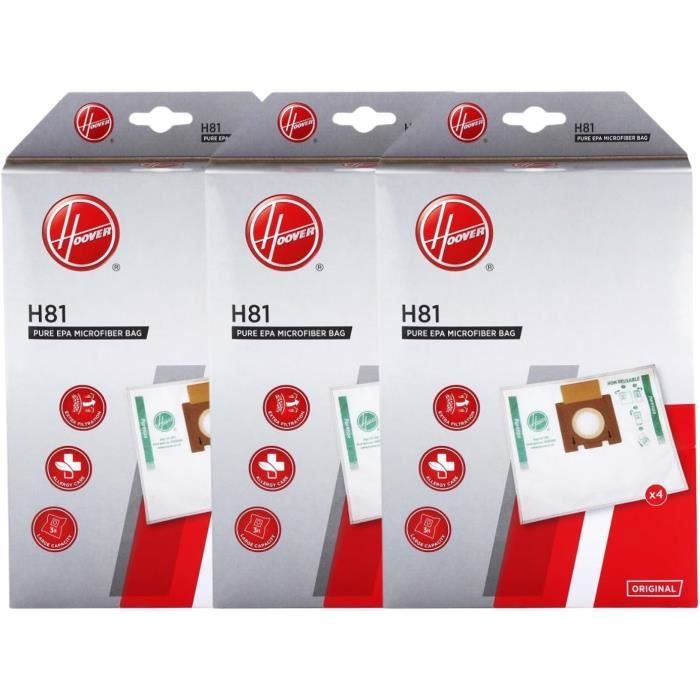 Hoover Lot de 3 paquets de 4 sacs H81 microfibres pour aspirateurs Telios Extra - 35602586