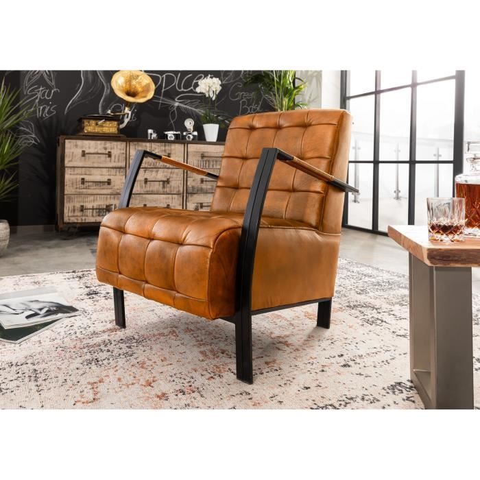 Fauteuil - Cuir (Cognac) - IRON LABEL 13 Fauteuil - Cuir (Cognac) - IRON LABEL 13