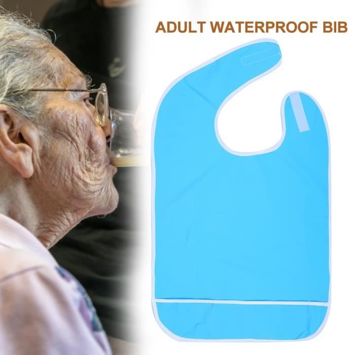 Bavoir Ou Bavette Adulte Pour Repas - En Coton Bleu - Pour Personnes âgées Ou à Besoins Spécifiques