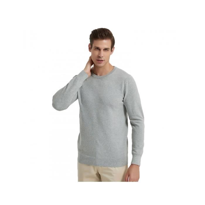 Pull homme uni en coton 100% à Gris - Cdiscount Prêt-à-Porter