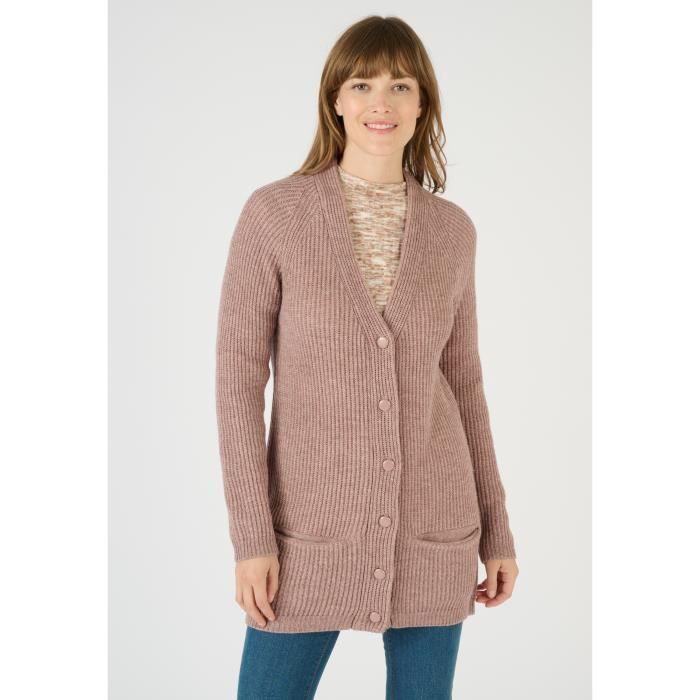 Gilet Damart Gilet long m lange laine Marron Chin Marron