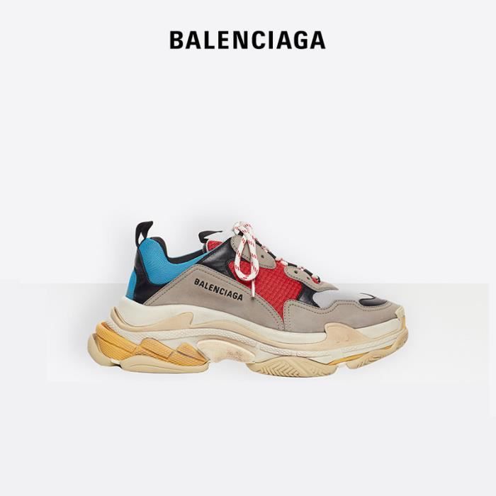 BALENCIAGA Triple S Old Shoes Baskets Homme Gris Rouge Rouge grisâtre -  Cdiscount Chaussures