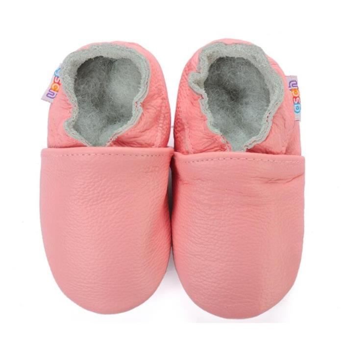 Chaussures Bebe En Cuir Souple Chaussons Fille Garcons Enfant Antiderapante Semelle En Daim Cadeau Pour Un Nouveau Ne Rose Cdiscount Chaussures