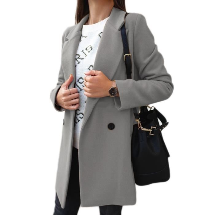 Long manteau gris hotsell femme