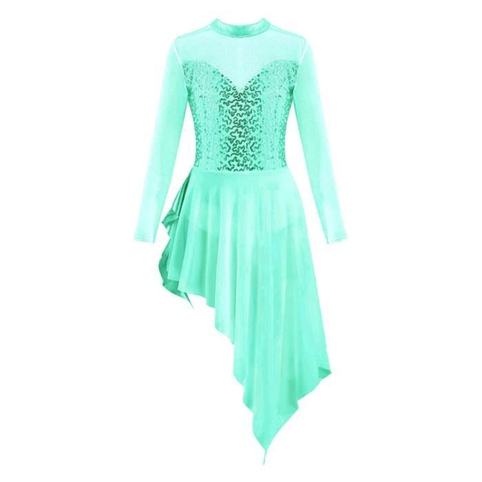 Runhomal Robe Danse Classique Fille Strass - Justaucorps Ballet Latine Patinage Artistique 5-16 Ans
