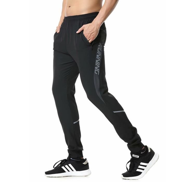 Pantalon de Sport Homme Jogging Taille Élastiquee Séchage Rapide Cheville  Élastiquee Pour Running Fitness