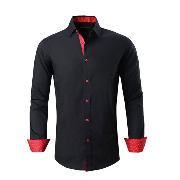 Chemise Homme INSFITY Coupe Slim Coton Extensible Noir Noir Cdiscount Pret a Porter