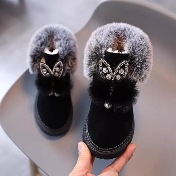 Bottes De Neige Pour Femmes, Chaussures D'hiver étanches Pour L Exterieur Doublure En Fourrure Artificielle Confortable Et Peluche Magique Pour Femmes