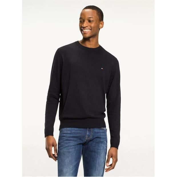 Tommy Hilfiger Core Cotton-Silk Cneck Pull Homme Sky Captain