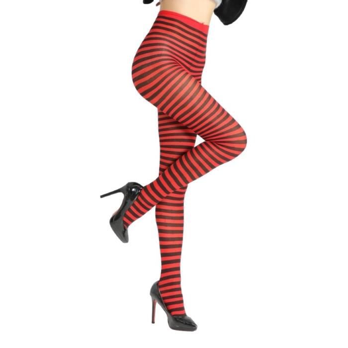 Collants femme fantaisie rayures rouges et noires taille unique lingerie femme Rouge Cdiscount Chaussures