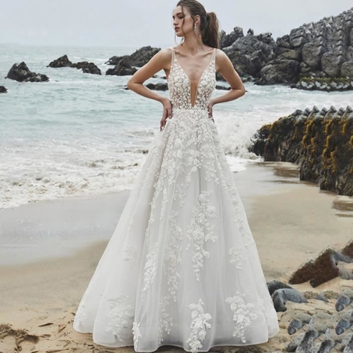 Robe de mariée en dentelle dos nu cheap