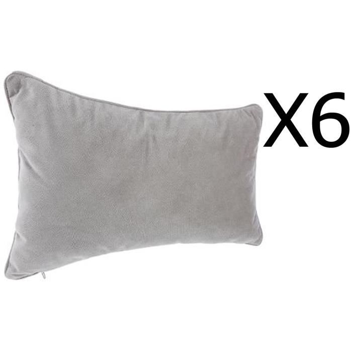 Lot de 6 coussins rectangulaires 100% polyester coloris gris clair - Dim : L.50 x l.30 cm Lot de 6 coussins rectangulaires 100% polyester coloris gris clair - Dim : L.50 x l.30 cm