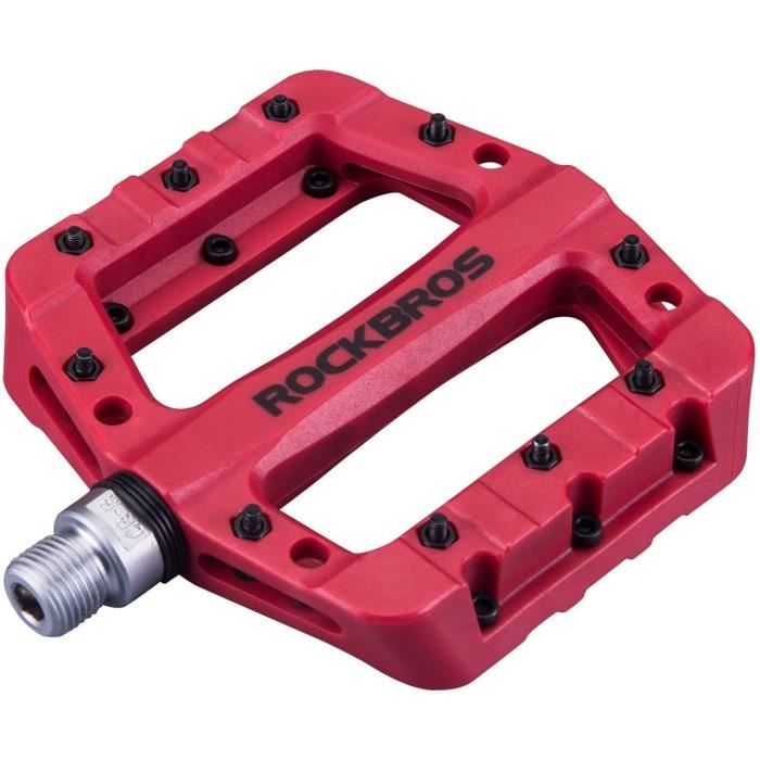 ROCKBROS Pedales VTT Velo Paires Pedales Plates Large en Nylon 9 16 Pedale Velo Route 3 Roulements Anti Glissant Rouge Cdiscount Sport