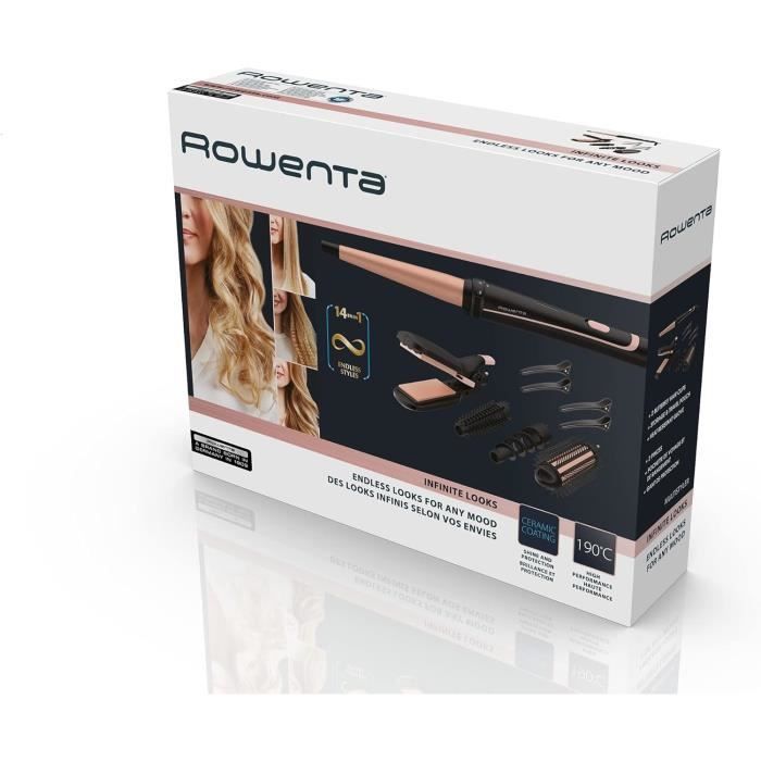 Rowenta Infinite Looks Multistyler 14 Accessoires pour Lisser Boucler Gaufrer Onduler Revêtement Céramique Facile à Utiliser Poch