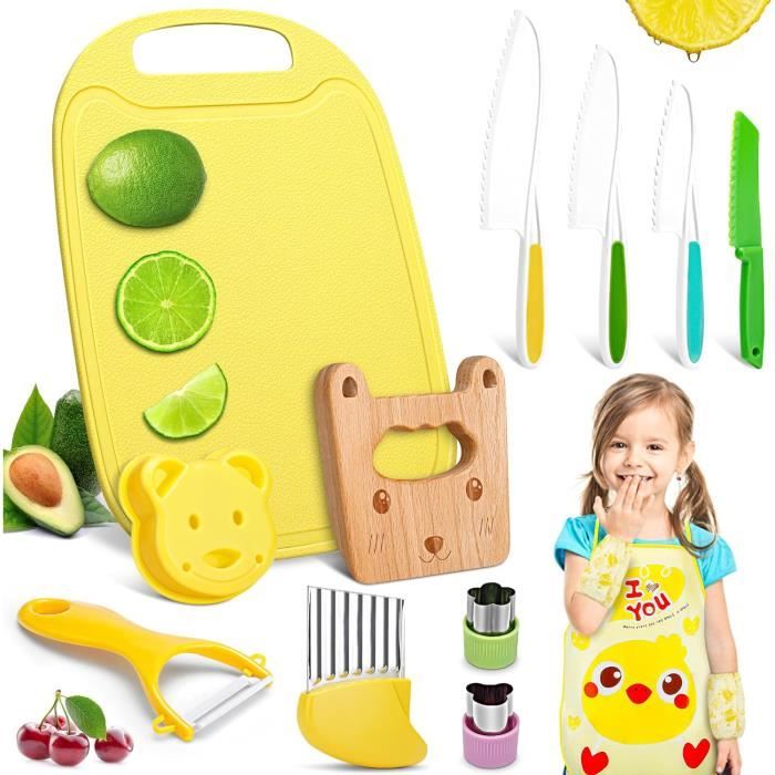 Set Cuisine Enfant 21 Pièces - Couteaux Sécurité + Planche + Éplucheur - Apprentissage Montessori