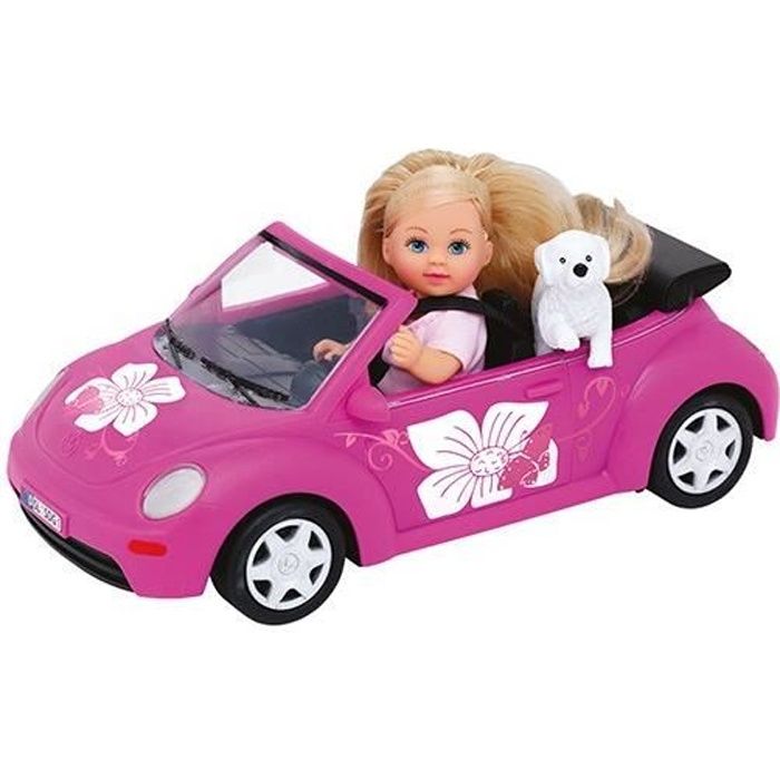 Poupée Evi Love Beetle - SIMBA - Mini poupée avec cabriolet - Accessoires inclus