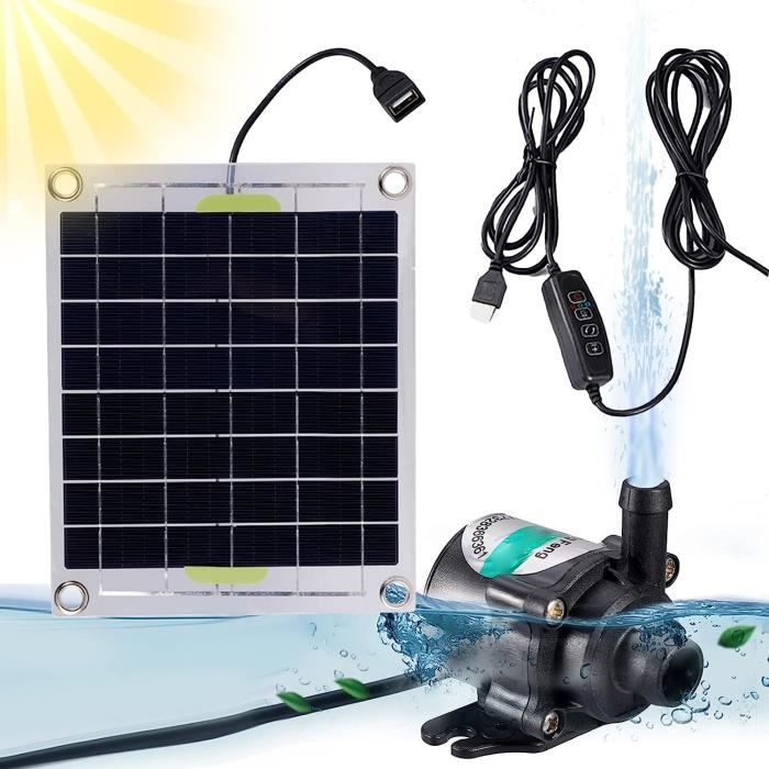 Pompe à Eau Solaire Submersible 1.2W - Fontaine De Jardin Extérieure, Débit 200L/H - 4 Buses Incluses - Pour Bassin, Bain D'oiseaux, étang