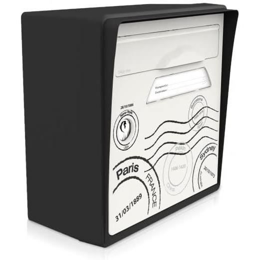 Boîte Aux Lettres Murale Noire Avec Serrure à Code - Acier Résistant Aux Intempéries - 32x21,7x8,4 Cm