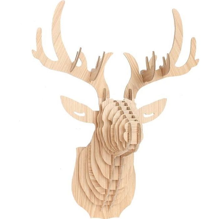 Tête Cerf Bois Decoration Murale