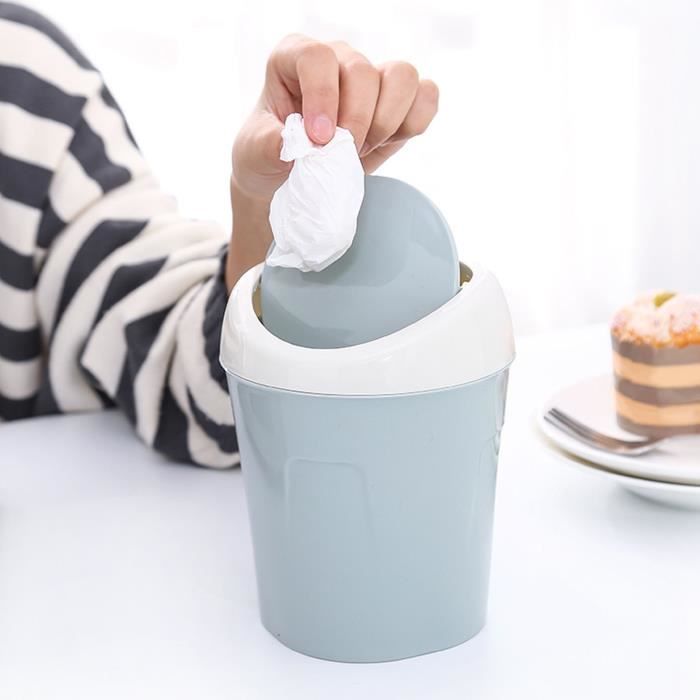 Mini Poubelle De Table Avec Couvercle - 3 Litres, Plastique Blanc, Pour Bureau, Cuisine, Salle De Bain