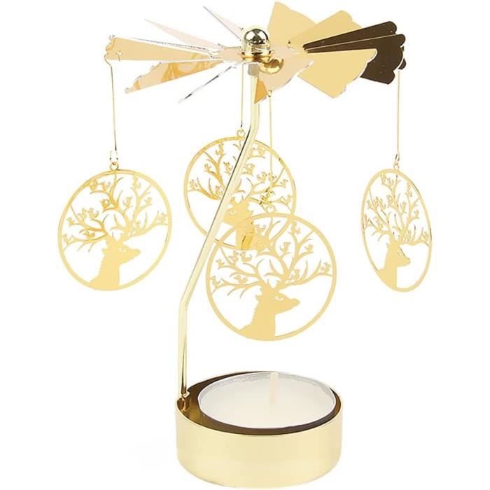 Bougeoir Rotatif En Métal Doré - Chandelier Magique Qui Tourne Seul Pour Une Ambiance Féerique