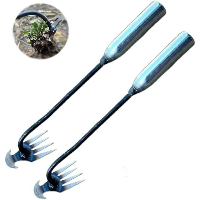 Désherbeur Manuel 2 Pièces - Acier Inoxydable - Extracteur Racines Profondes - Pour Jardin Et Potager