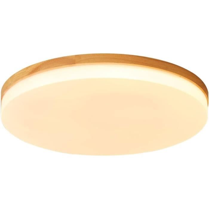 SEMANHUA Plafonnier LED Rond Bois Noyer - Éclairage Plafond Moderne Salon Chambre 18W à 36W