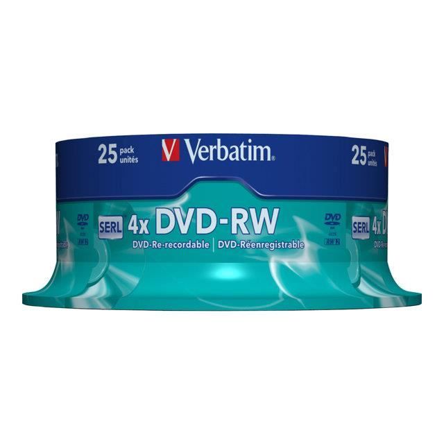 DVD RW Verbatim 4.7 Go 120 min 4x 25 supports spindle - vue 2