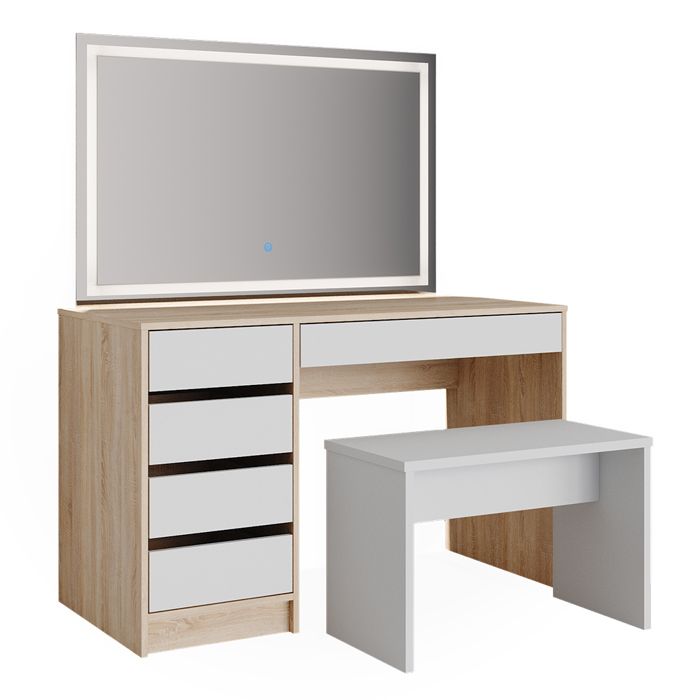 Coiffeuse Meryl 80cm Avec Éclairage Led Et Tabouret Vicco à Prix