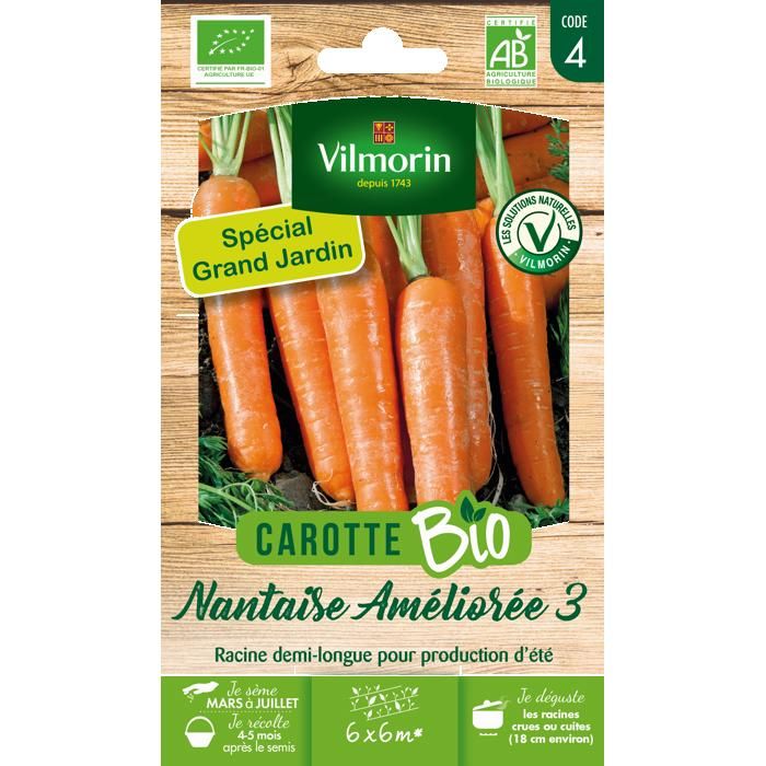 Graines de carotte nantaise améliorée 3 bio ® - graines à semer Graines de carotte nantaise améliorée 3 bio ® - graines à semer
