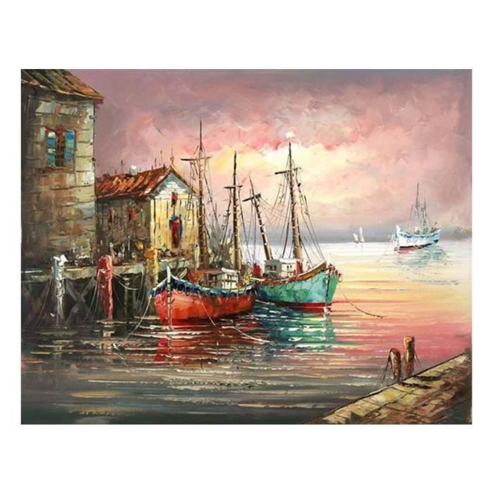 Wonzom Tableau Peinture Diy 40x50cm No Cadre Materiel Toile Lin Bateau De Peche Achat Vente Tableau Toile Cdiscount