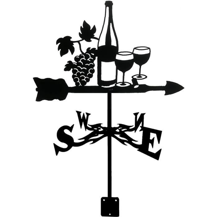 Girouette Raisins & Vin En Métal – Indicateur De Vent Étanché Pour Toit Jardin, Grange Ou Maison, Décoration Rustique Élégante