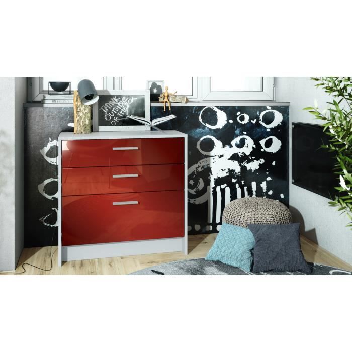 Commode Vladon Ben - 2 Portes, 2 Tiroirs En Blanc Mat/gris Brillant (79x74x36 Cm)