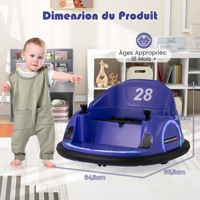 Joellfuner Lot De 2 Voitures Tamponneuses RC – Batmobile Avec Poupée Ejectable, Musique Et Lumières – Dès 6 Ans