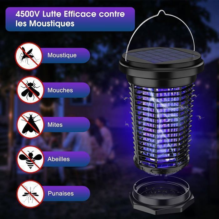 Palone PALONE Lampe Anti-Insecte Solaire 2-en-1 (Insecticide Électrique ...
