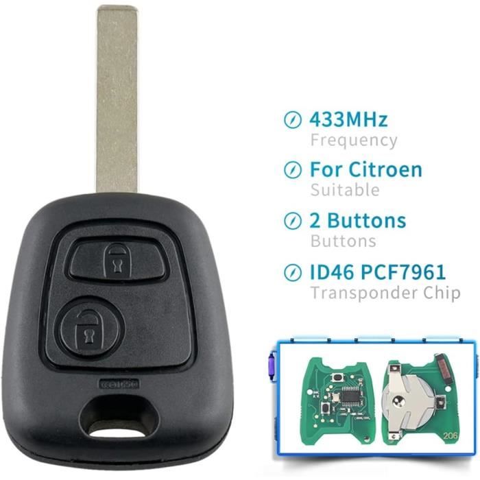 Heart Horse 433MHz Clé de Voiture télécommande 1 Bouton Coque de clé  télécommande pour Clio 2 telecommande Coque de clé Compatible avec Re Nault  Clio
