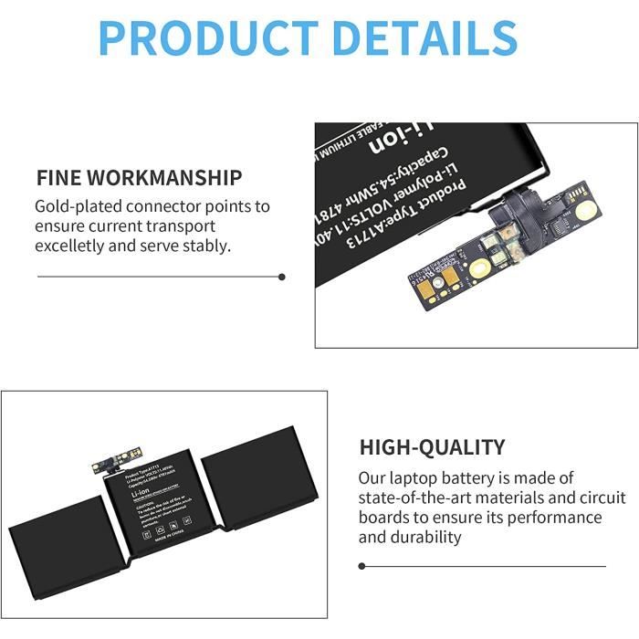 Batterie A1713 pour MacBook Pro 13" A1708 Late 2016 Mid 2017 EMC ...