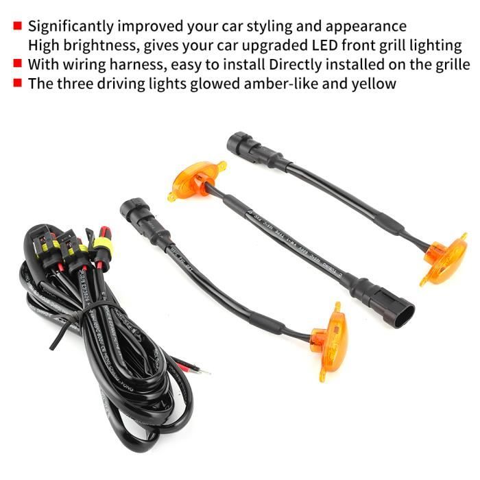 Kit Lumière LED De Calandre Avant Voiture - 4 Blocs LED Multicolores - Contrôle Par Appli - 8 Couleurs, étanche