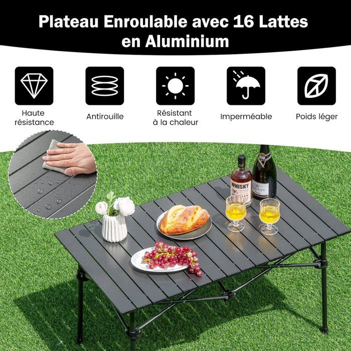 Table De Camping Pliante Avec Placard Amovible - Plateau Aluminium Composite, 50kg Charge, 3.3kg, Pliable Compact - 2