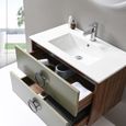 LuxuryBain - Meuble de salle de bain simple vasque 100cm bois et vert avec miroir led LB-1002-100-2