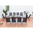 Salon de jardin - 10 places - BRESCIA  - Concept Usine - extensible - Aluminium - Table Rectangle - 10 fauteuils - Gris-2