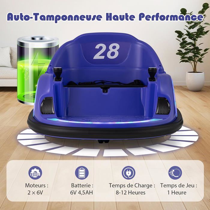 GOPLUS Auto Tamponneuse Tout-Petits, Voiture Électrique Enfants 6 V avec Télécommande, Rotation à 360 Degrés, Lumières LED,2 Modes de Conduite pour Garçon et Fille Rouge