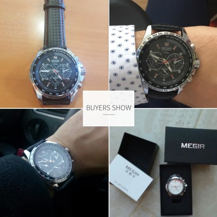 Montre homme MEGIR 1010G Affaires De Luxe Grand Grand Visage
