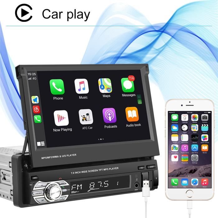 Autoradio Bluetooth MP5 Ecran rétractable automatique 7 1 Din Universel  Stéréo Android Carplay Mirrorlink SD FM USB - Cdiscount Auto