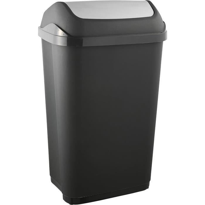 Poubelle 10L Avec Couvercle Coulissant Keeper Rasmus - Argent - Design Compact Pour Bureau Ou Cuisine